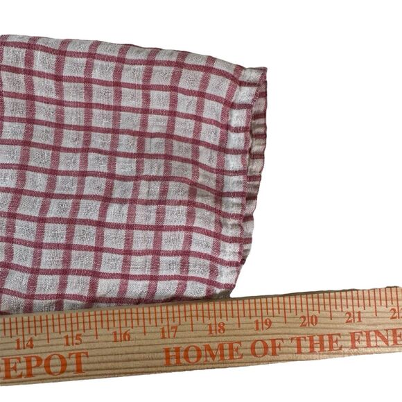 Flax Women's 100% Linen Button Front Plaid Tunic Top Lagenlook Size L White Red - Picture 9 of 14